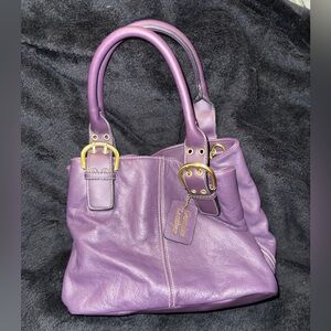 Elegant Purple Leather Shoulder Bag